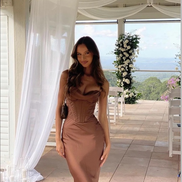 House of CB Dresses & Skirts - House of CB Charmaine corset satin maxi dress